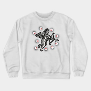 Cupid Boy angel pushing the terrestrial globe Crewneck Sweatshirt